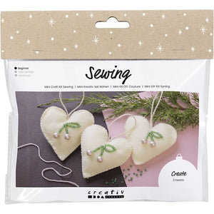 Mini Craft Kit Sewing - Off White Hearts