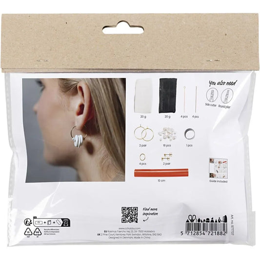 Mini Craft Kit Jewellery - Clay Earrings Black & White