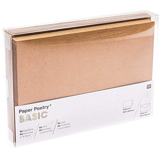 Paper Poetry card set Basic kraft paper B6/B6 30 pieces