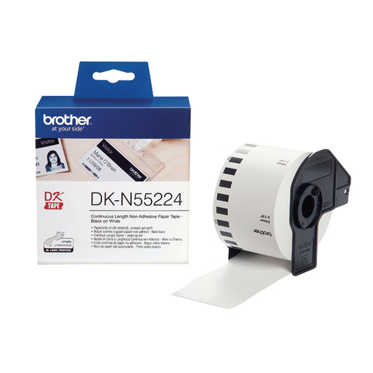 Brother Continuous Non-Adhesive Paper Roll Black on White 54mm DKN55224