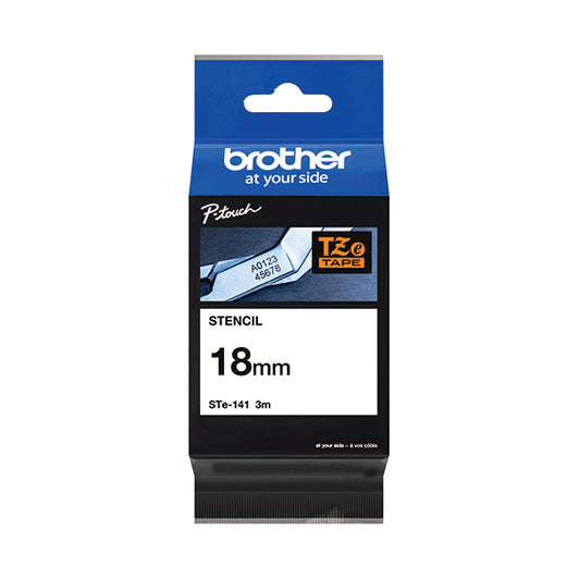 Brother P-Touch 18mm Black on White Labelling Tape 3m STE-141