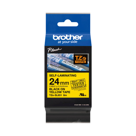 Brother P-Touch 24mm Black on Yellow Labelling Tape TZE-SL651