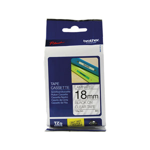 Brother P-Touch 18mm Black on Clear TZE141 Labelling Tape TZE141