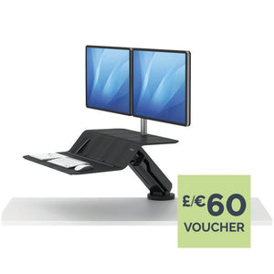 Fellowes Lotus RT Sit/Stand Workstation Dual Screen Black 8081601