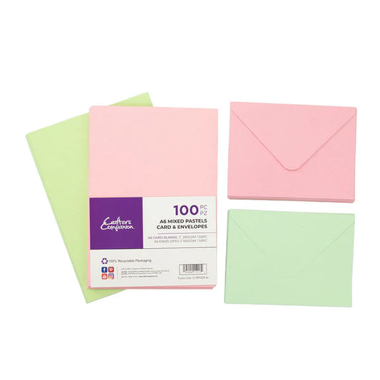 Crafter's Companion A6 Mixed Pastels Card & Envelopes (100)