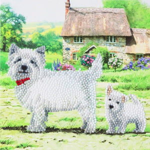 Crystal Art Card Kit - Westie Dogs