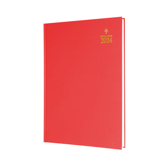 Collins A5 Desk Diary Day Per Page Red 2024 52-15.24