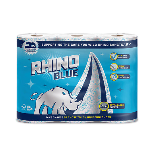 Rhino Kitchen Roll 3-Ply 70 Sheets/Roll White (Pack of 3) R0304K3BNOF01