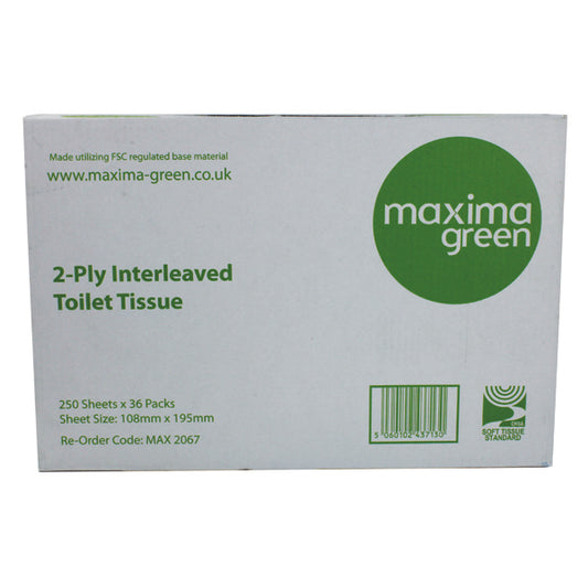 Maxima Bulk Pack Toilet Tissue 2-Ply 250 Sheets White (Pack of 36) KMAX2067