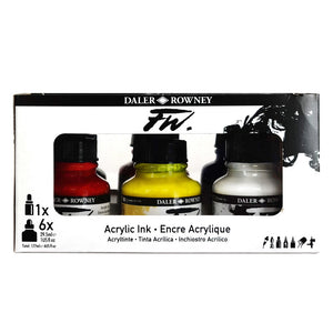 Daler-Rowney FW Primary Ink Set, 6 x 29.5ml Bottles