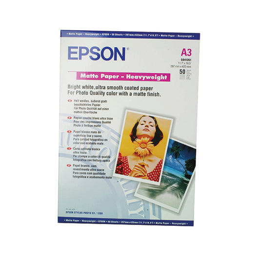 Epson A3 Matte Heavyweight 167gsm Photo Paper (Pack of 50) C13S041261