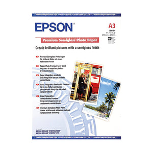 Epson A3 Premium Semi-Gloss Photo Paper (Pack of 20) C13S041334