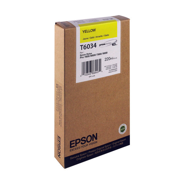 Epson T6034 Ink Cartridge Ultra Chrome K3 220ml Yellow C13T603400