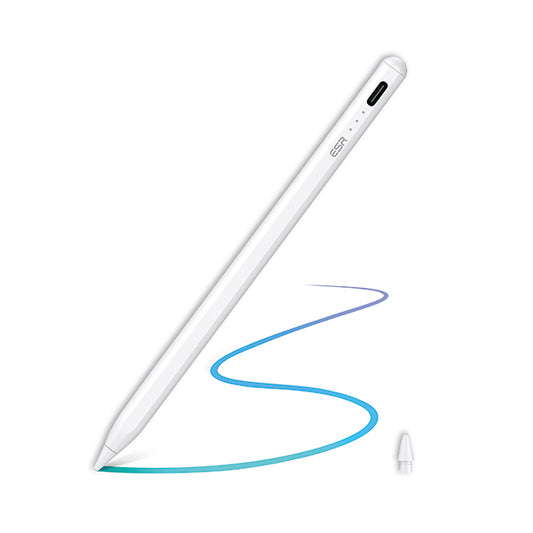 ESR Digital Magnetic Pencil with Tilt Sensitivity Synthetic Resin Nib for iPad White 6C001