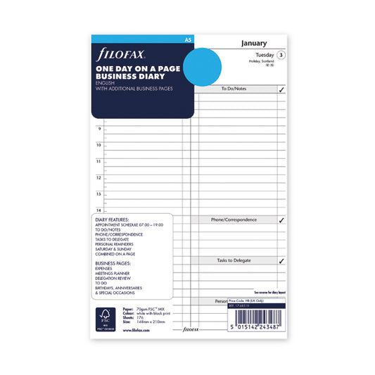 Filofax Refill Day Per Page A5 2023 23-68519