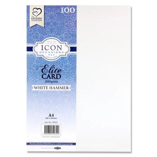 Icon Pack of 100 A4 300gsm Hammer Card - White