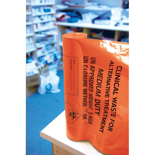 Clinical Waste Sack Medium Duty Orange (Pack of 200) AT25/M111