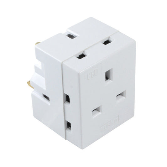 CED 3-Way Adaptor Fused 13 Amp White WAP3W