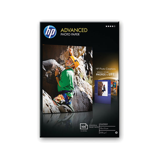 HP Advanced Glossy Photo Paper 250gsm 10x15cm Borderless (Pack of 100) Q8692A