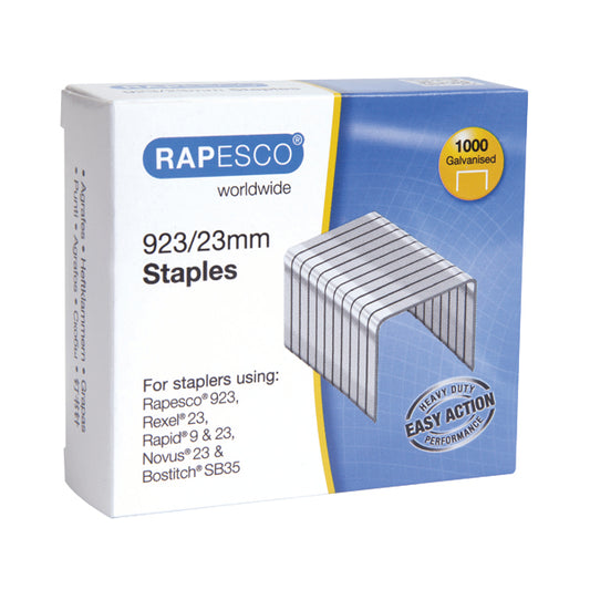 Rapesco 923/23mm Staples Galvanised Finish (Pack of 1000) 1242