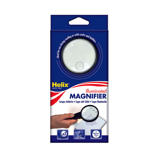 Helix Illuminated Magnifying Glass Hand Held 75mm Black MN1025