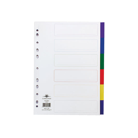 Concord Divider 6-Part A4 Polypropylene Multicoloured 65899