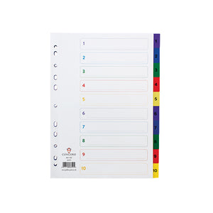 Concord Index 1-10 A4 Polypropylene Multicoloured 66399