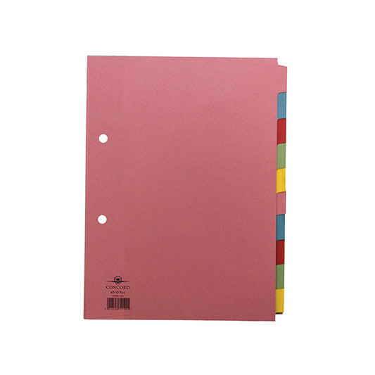 Concord Divider 10-Part A5 160gsm Pastel Colours 72199