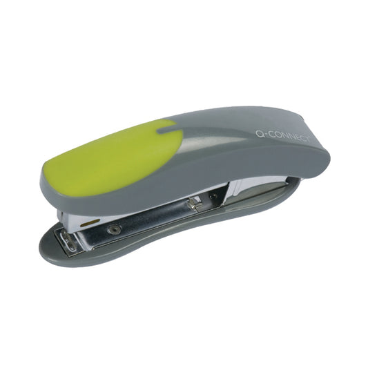 Q-Connect Mini Plastic Stapler Grey/Green (Capacity: 12 sheets of 80gsm paper) KF00991