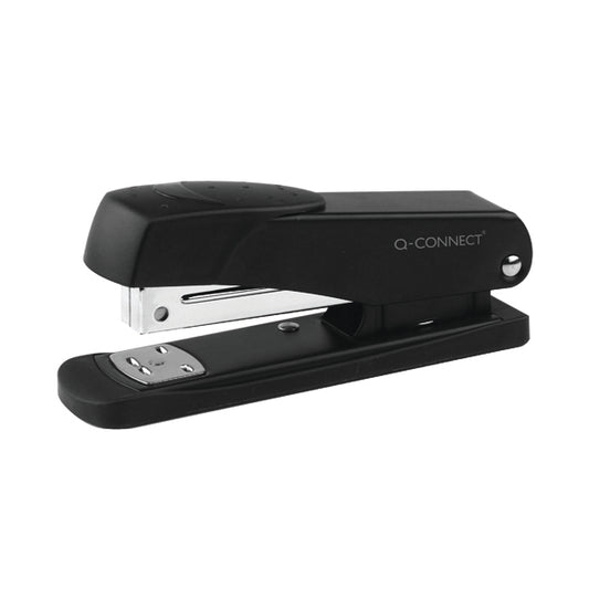 Q-Connect Half Strip Metal Stapler Black (Capacity: 20 sheets of 80gsm paper) KF01044