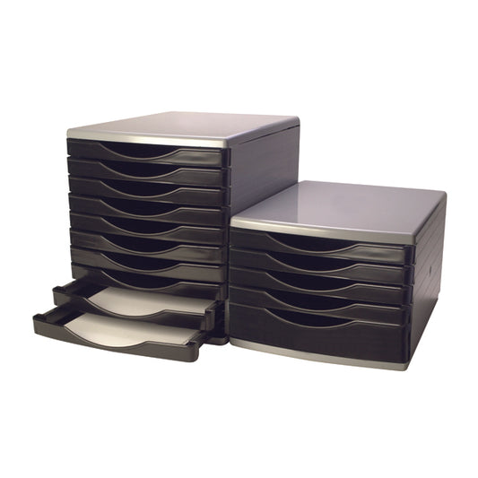 Q-Connect 5 Drawer Tower Black and Grey (Dimensions: L345xW290xH220mm) KF02253