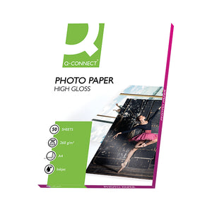 Q-Connect A4 White High Gloss Photo Paper 260gsm (Pack of 50) KF02772