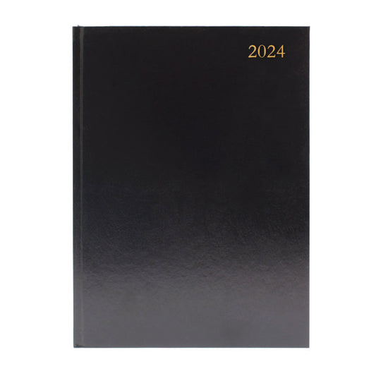 Desk Diary 2 Pages Per Day A4 Black 2024 KF2A4BK24