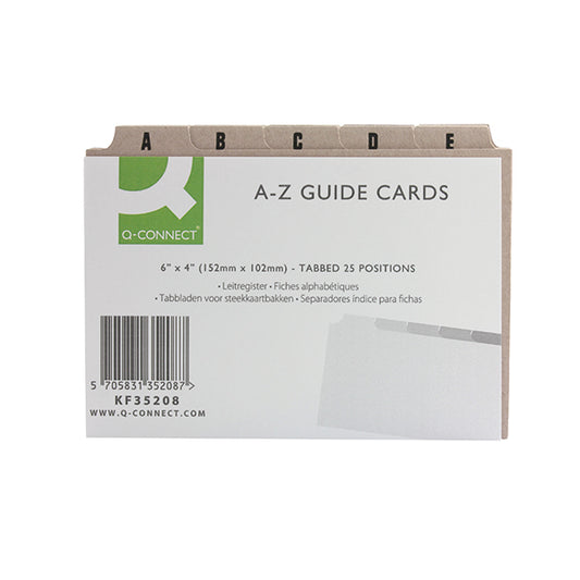 Q-Connect Guide Card 152x102mm A-Z Buff (Pack of 25) KF35208