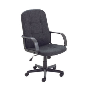 Jemini Jack 2 Executive Swivel Chair with Fixed Arms 620x600x1020-1135mm Fabric Charcoal KF79889