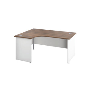 Jemini Switch Radial Left Hand Desk 1800x1200x730mm Dark Walnut/White KF805533