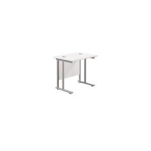 Jemini Double Upright Rectangular Desk 800x600x730mm White/Silver KF806110