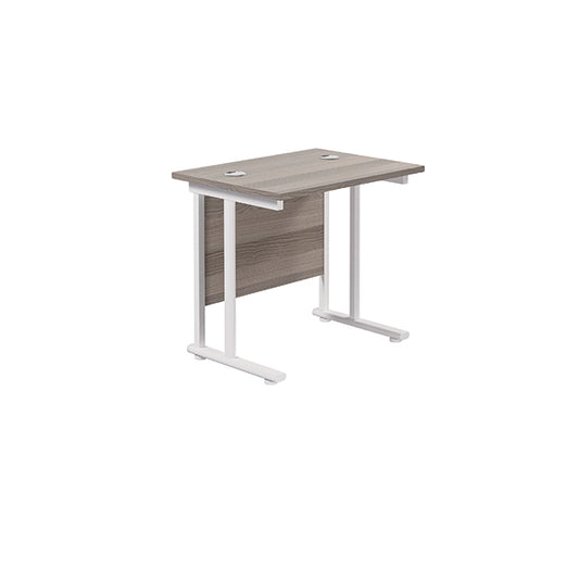 Jemini Rectangular Cantilever Desk 800x600x730mm Grey Oak/White KF806158