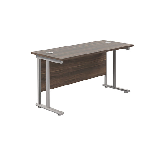 Jemini Rectangular Cantilever Desk 1200x600x730mm Dark Walnut/Silver KF806257