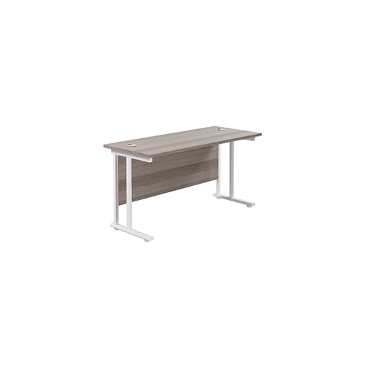 Jemini Rectangular Cantilever Desk 1200x600x730mm Grey Oak/White KF806271