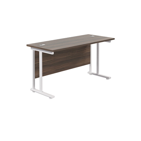 Jemini Rectangular Cantilever Desk 1200x600x730mm Dark Walnut/White KF806318