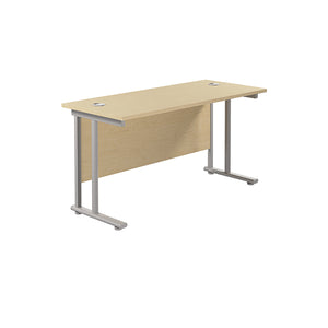 Jemini Rectangular Cantilever Desk 1400x600x730mm Maple/Silver KF806363