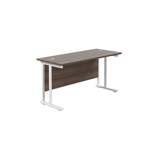 Jemini Rectangular Cantilever Desk 1400x600x730mm Dark Walnut/White KF806431