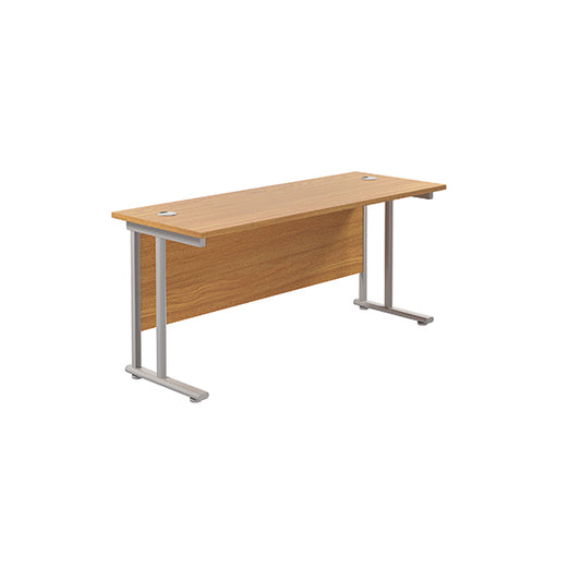 Jemini Rectangular Cantilever Desk 1600x600x730mm Nova Oak/Silver KF806462