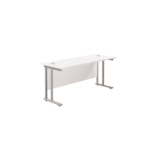 Jemini Rectangular Cantilever Desk 1600x600x730mm White/Silver KF806479