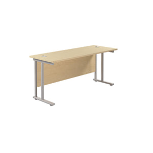 Jemini Rectangular Cantilever Desk 1600x600x730mm Maple/Silver KF806486