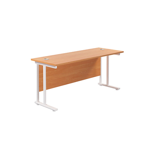 Jemini Rectangular Cantilever Desk 1600x600x730mm Beech/White KF806509