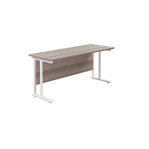 Jemini Rectangular Cantilever Desk 1600x600x730mm Grey Oak/White KF806516