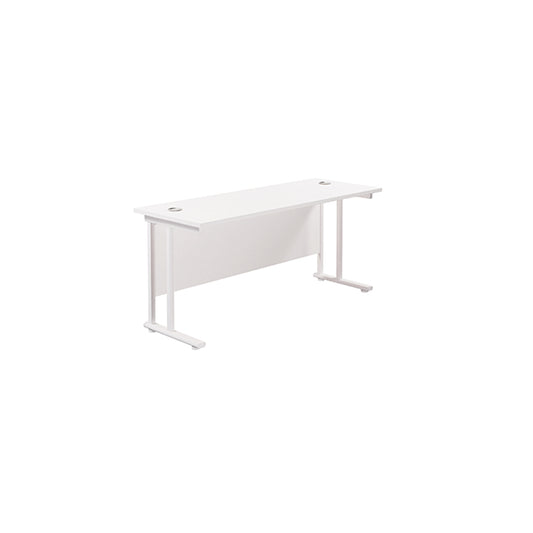 Jemini Rectangular Cantilever Desk 1600x600x730mm White/White KF806530