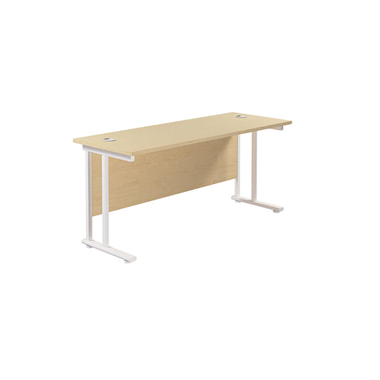 Jemini Rectangular Cantilever Desk 1600x600x730mm Maple/White KF806547